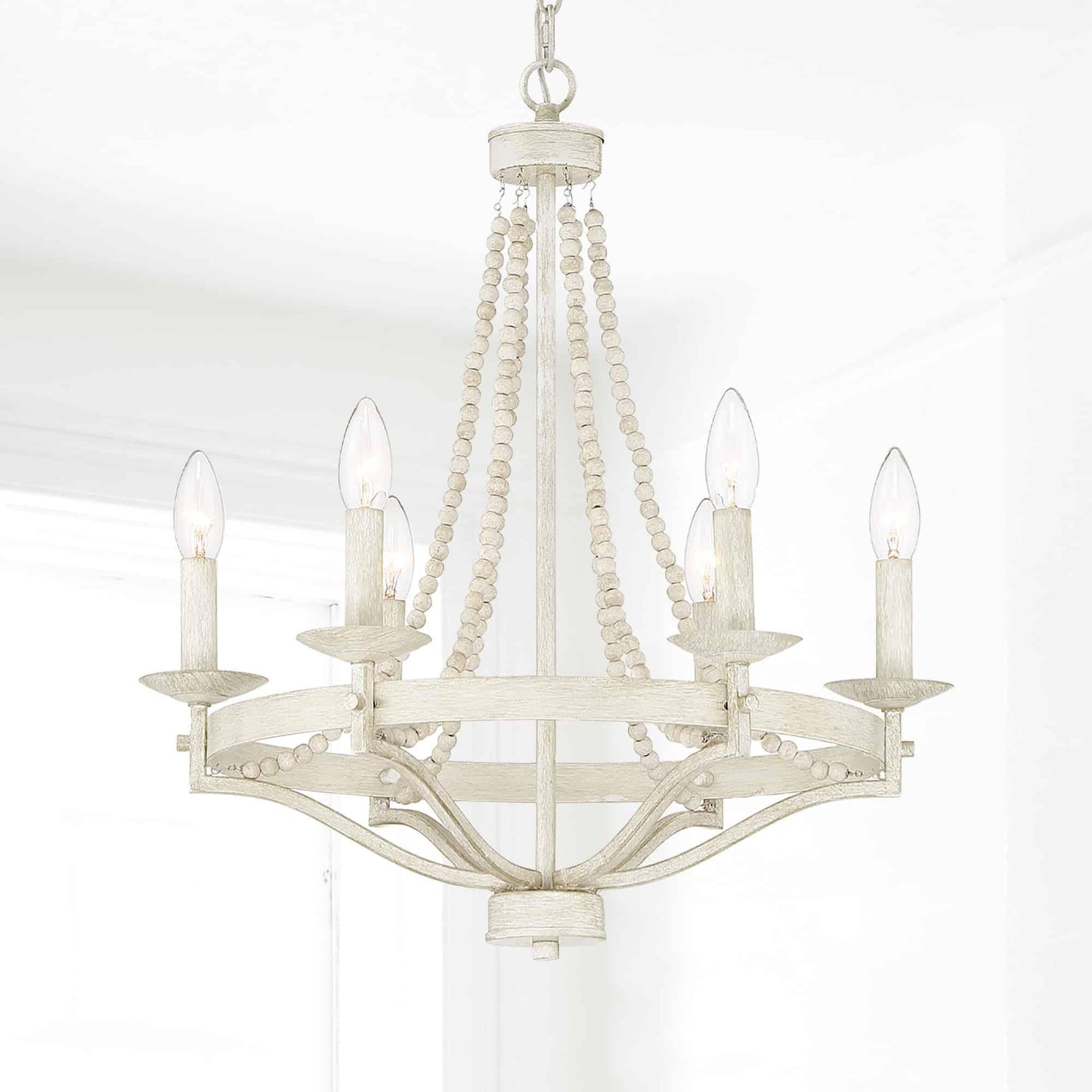 6 light candle style empire entryway chandelier with beaded accents (20) by ACROMA