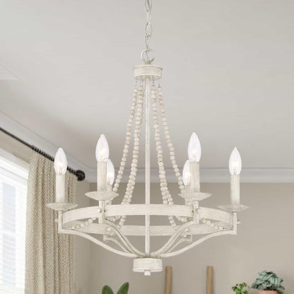 6 light candle style empire entryway chandelier with beaded accents (27) by ACROMA