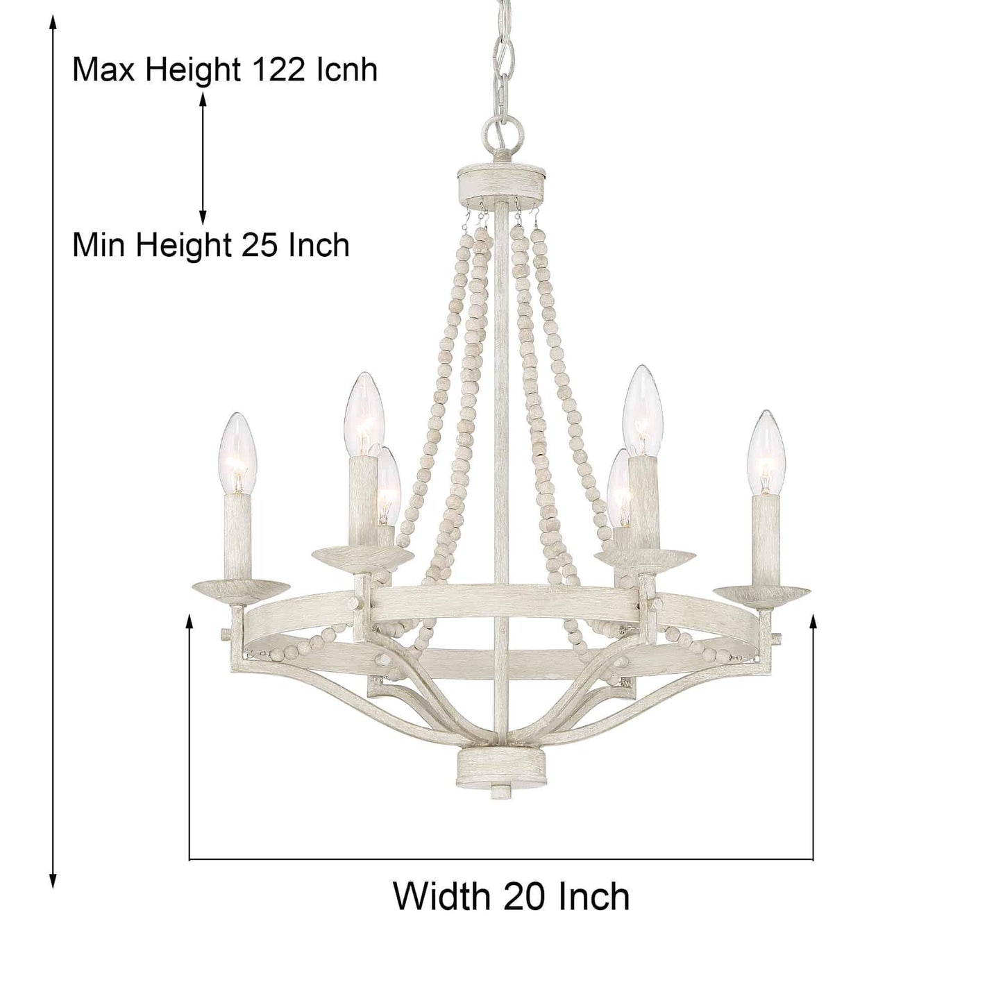 6 light candle style empire entryway chandelier with beaded accents (17) by ACROMA