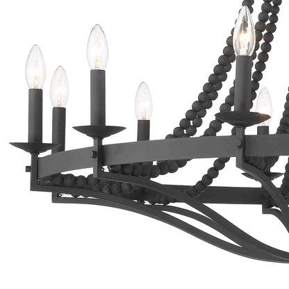 12 light candle style wagon wheel chandelier with beaded accents (3) by ACROMA