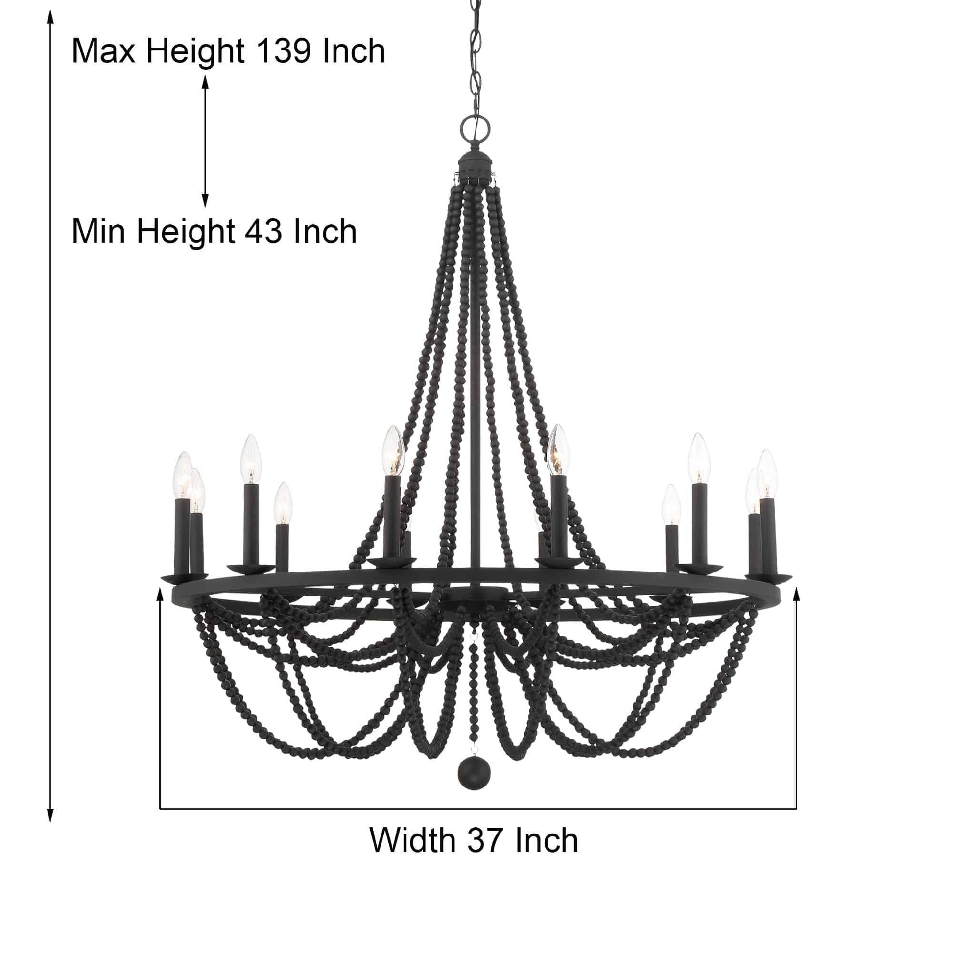 12 light candle style wagon wheel wood beaded chandelier (21) by ACROMA