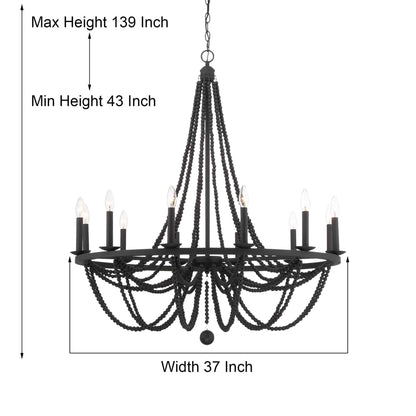 12 light candle style wagon wheel wood beaded chandelier (21) by ACROMA