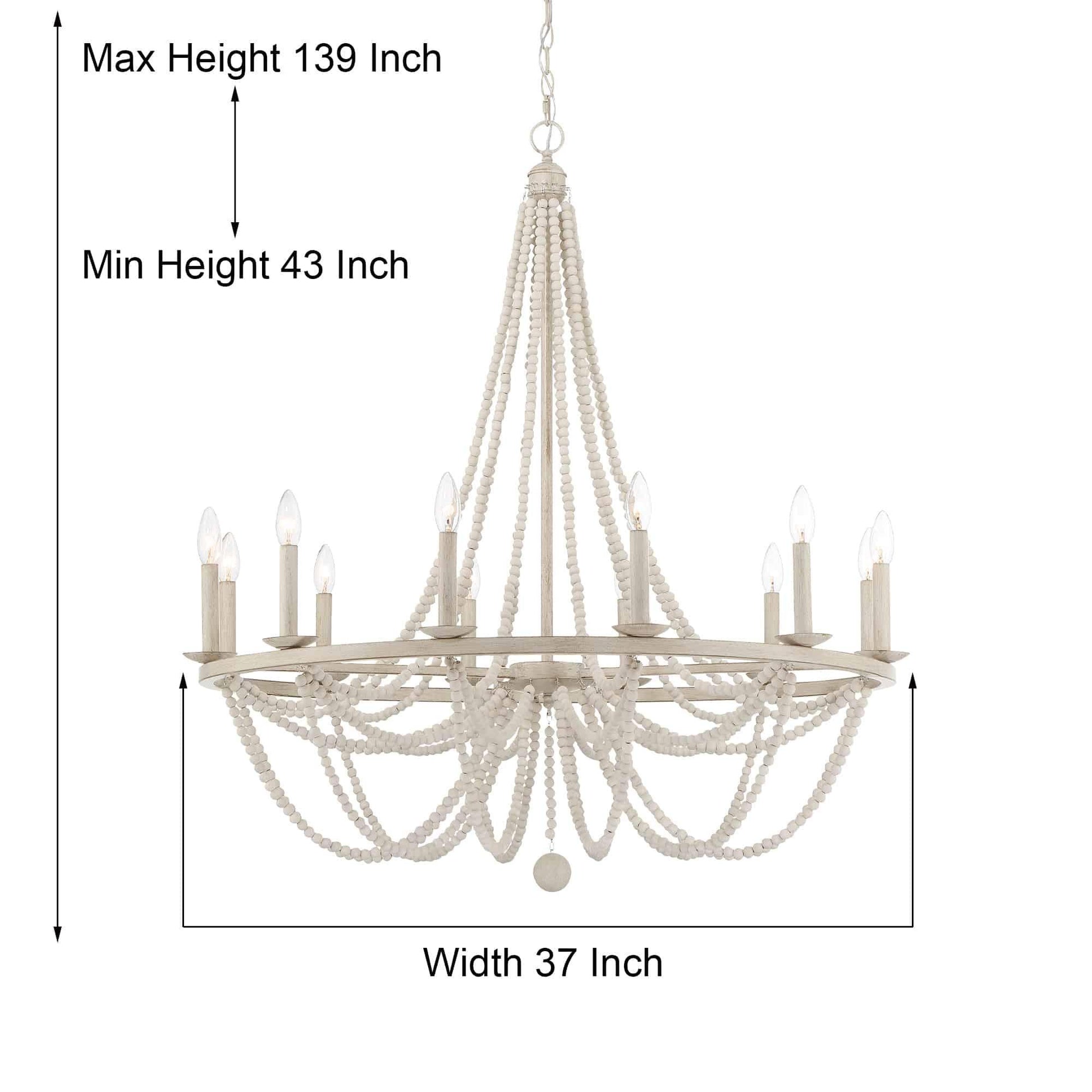 12 light candle style wagon wheel wood beaded chandelier (23) by ACROMA