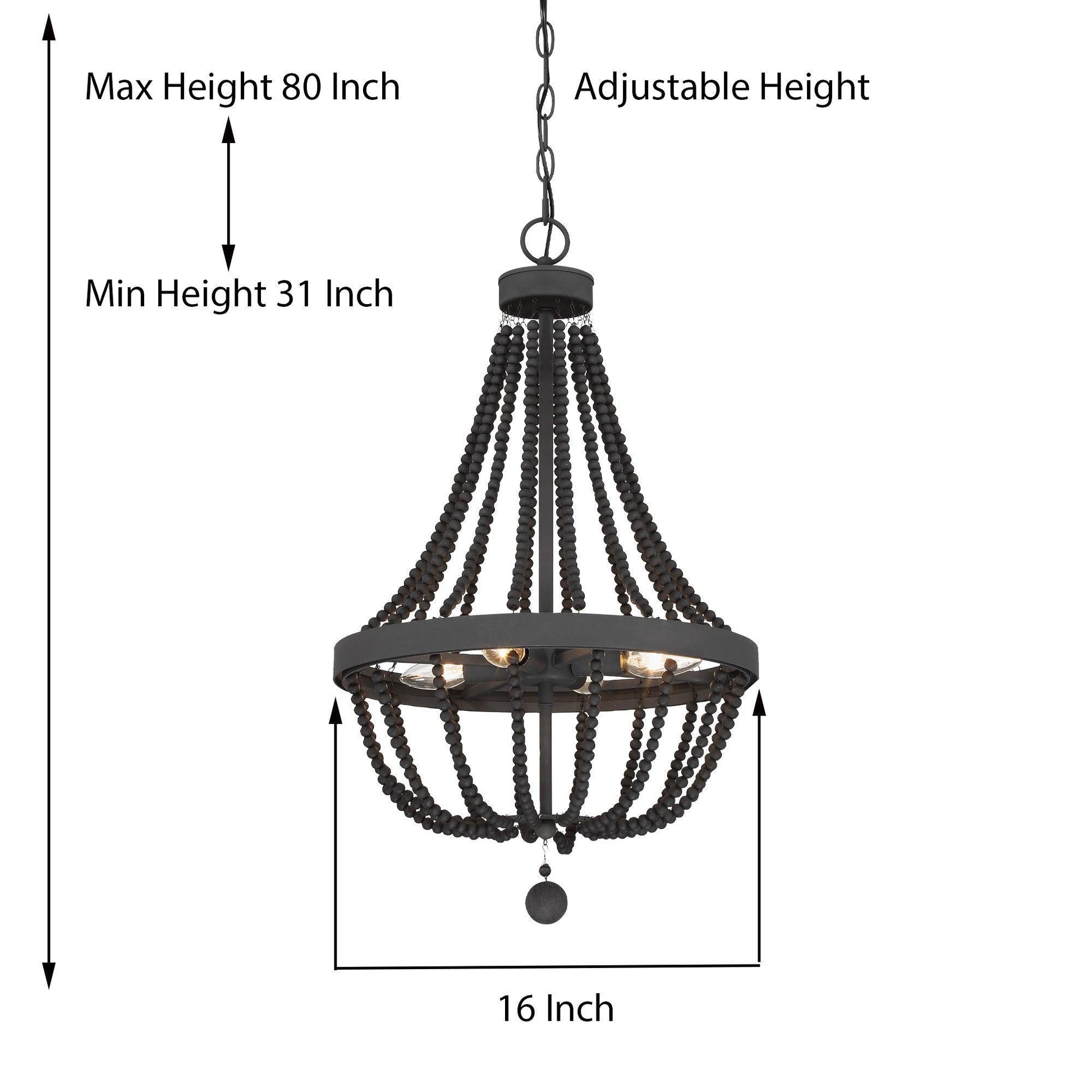 4 light wood beaded chandelier (8) by ACROMA