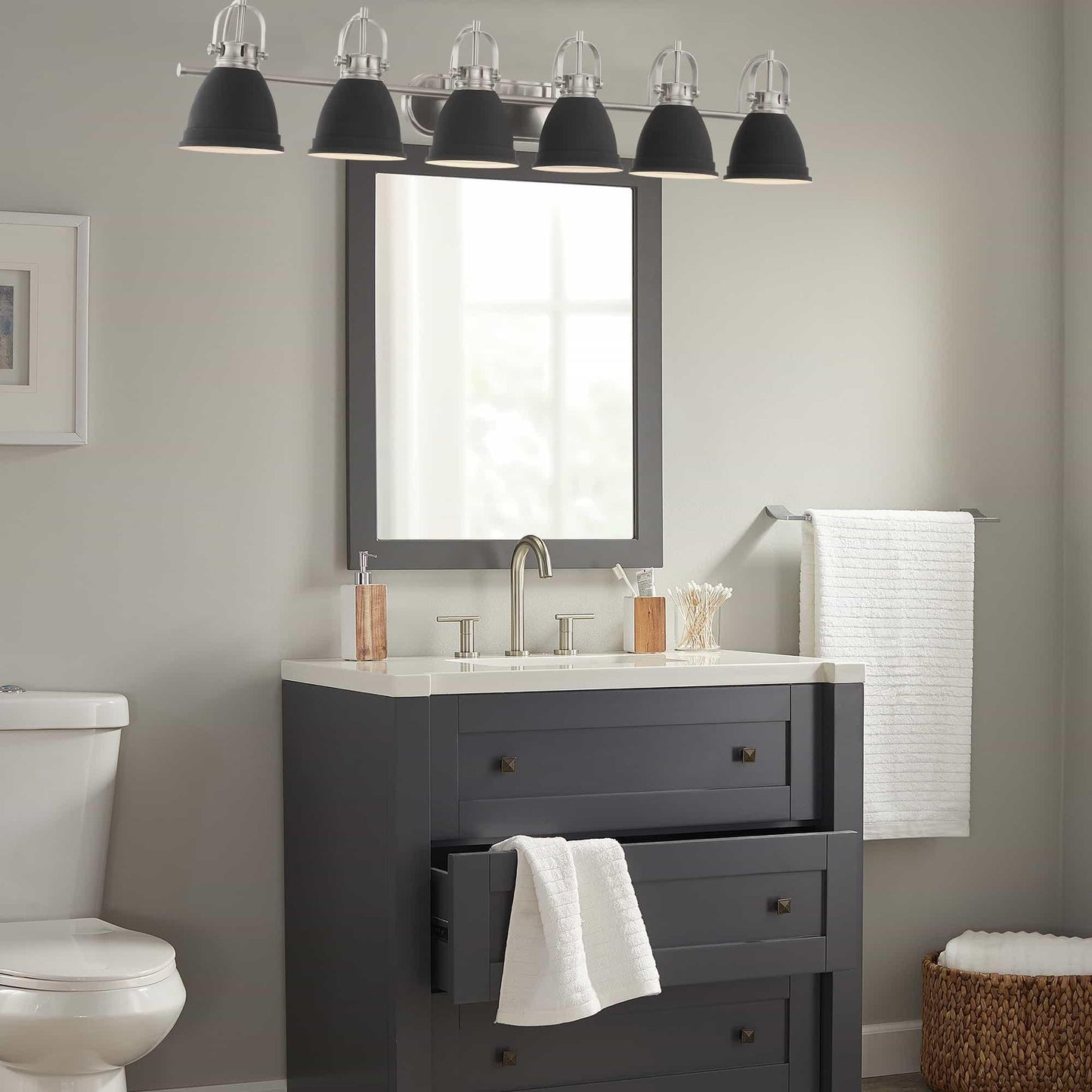 6 light black shade vanity light (6) by ACROMA