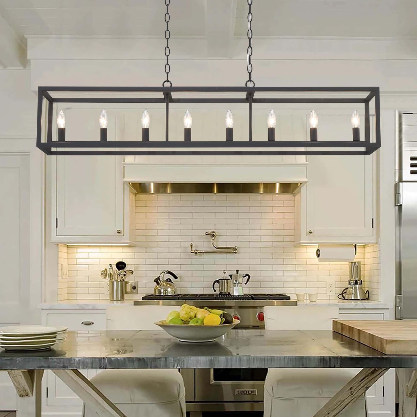 8 light kitchen island rectangle pendant (41) by ACROMA