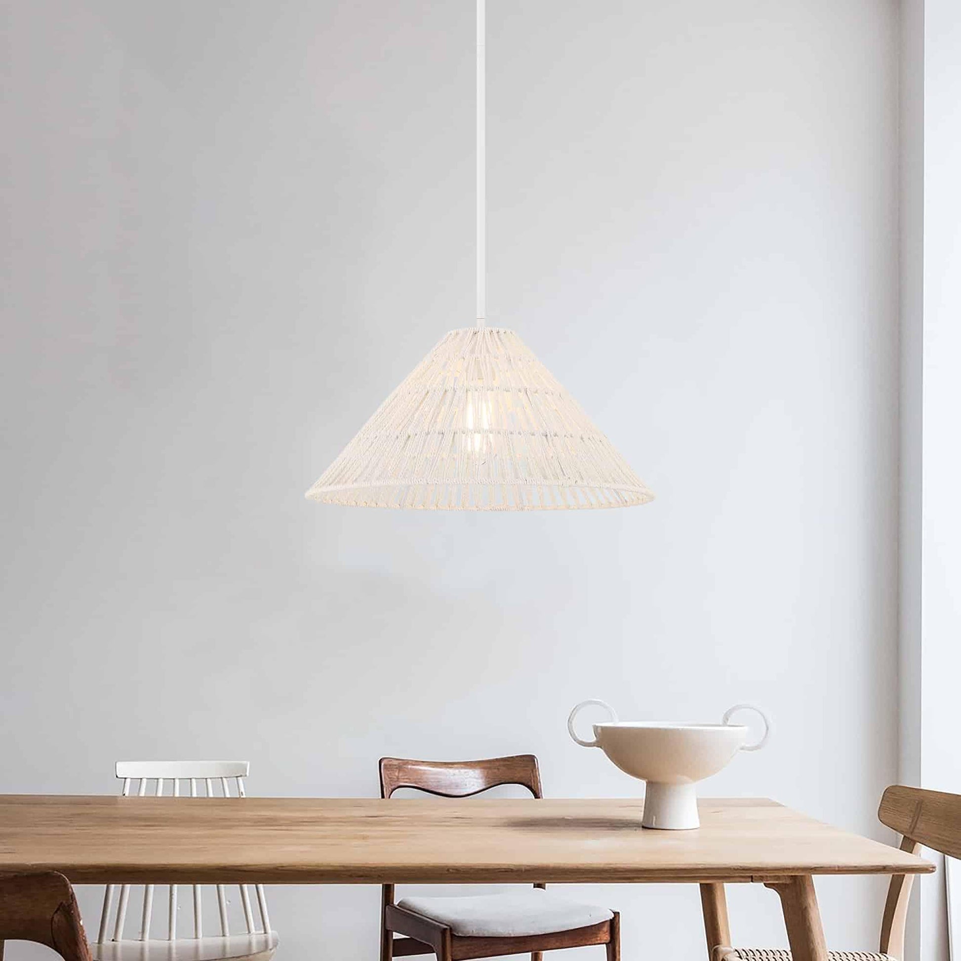 1 light white woven rattan pendant (2) by ACROMA