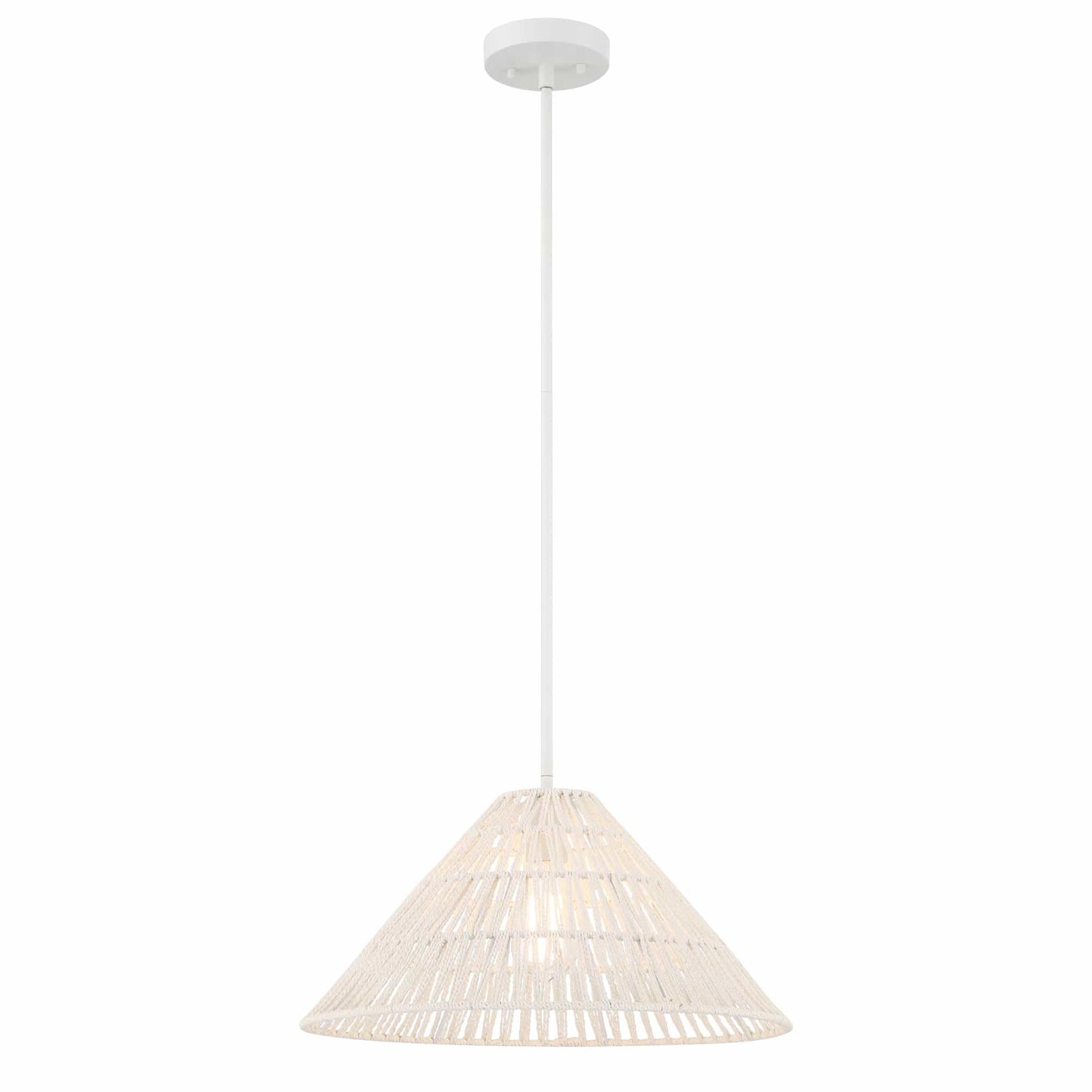 1 light white woven rattan pendant (3) by ACROMA