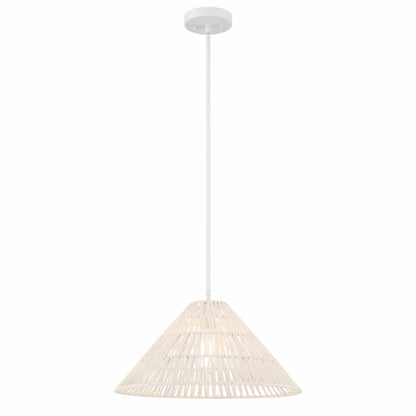 1 light white woven rattan pendant (3) by ACROMA