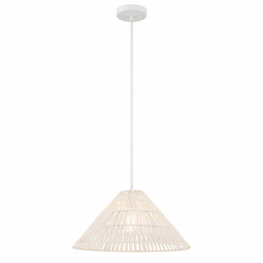 1 light white woven rattan pendant (3) by ACROMA