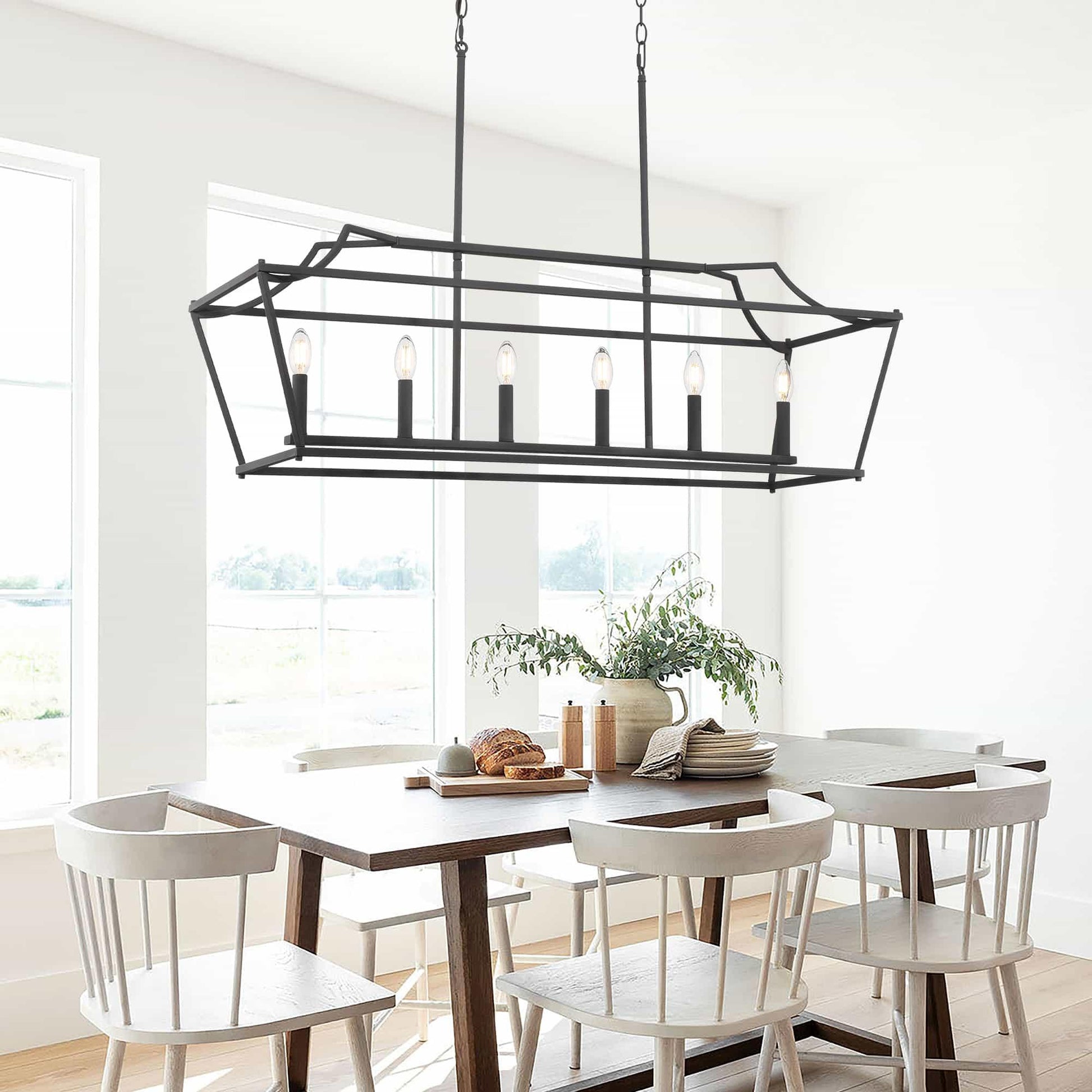 6 light linear rectangle chandelier (19) by ACROMA