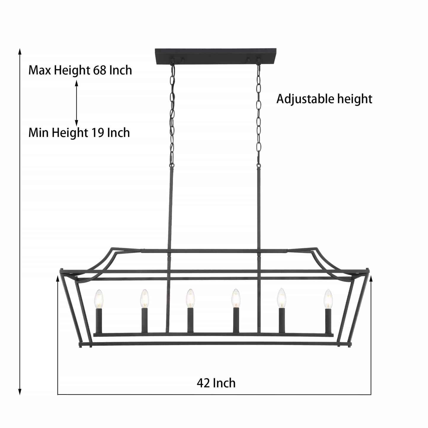 6 light linear rectangle chandelier (9) by ACROMA