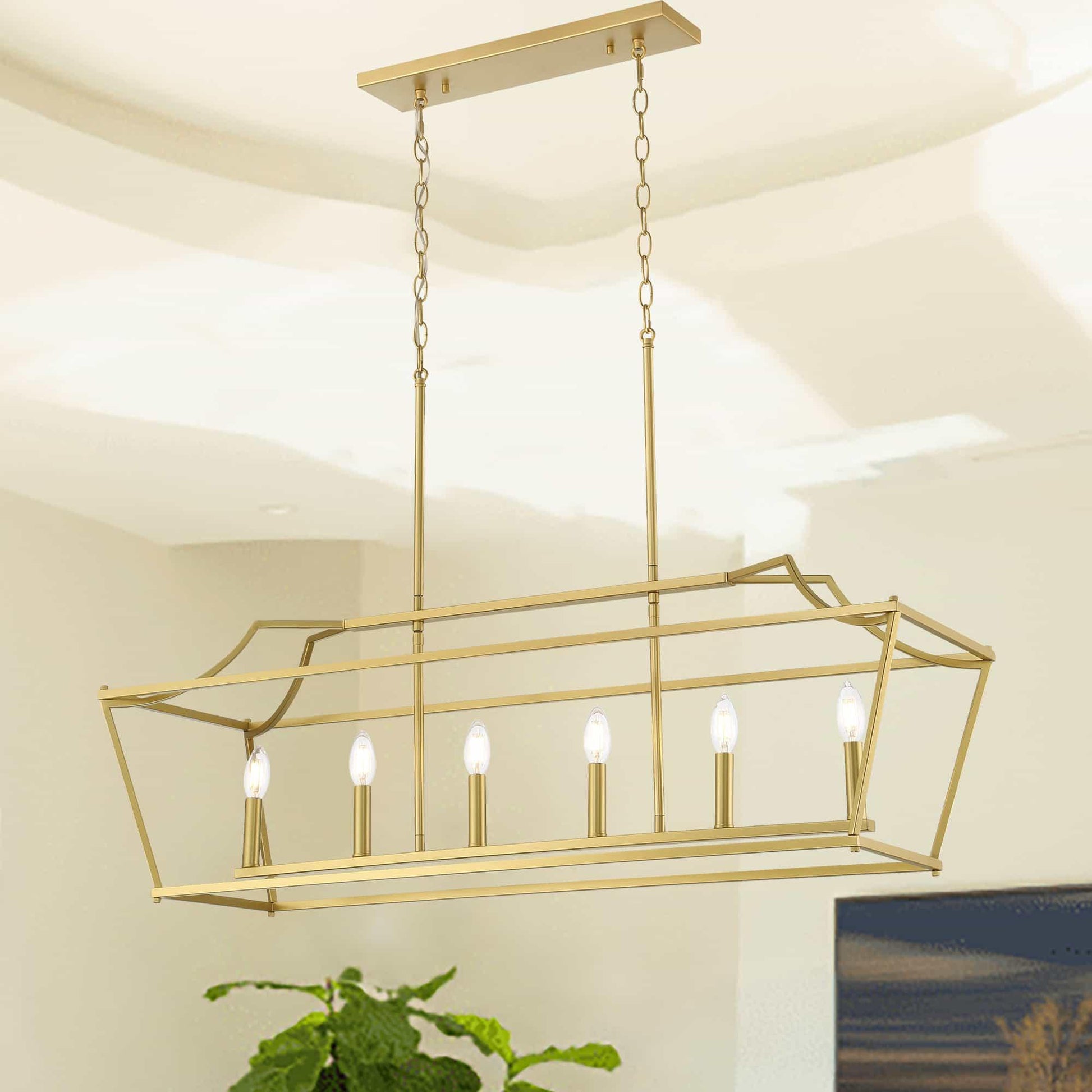 6 light linear rectangle chandelier (22) by ACROMA