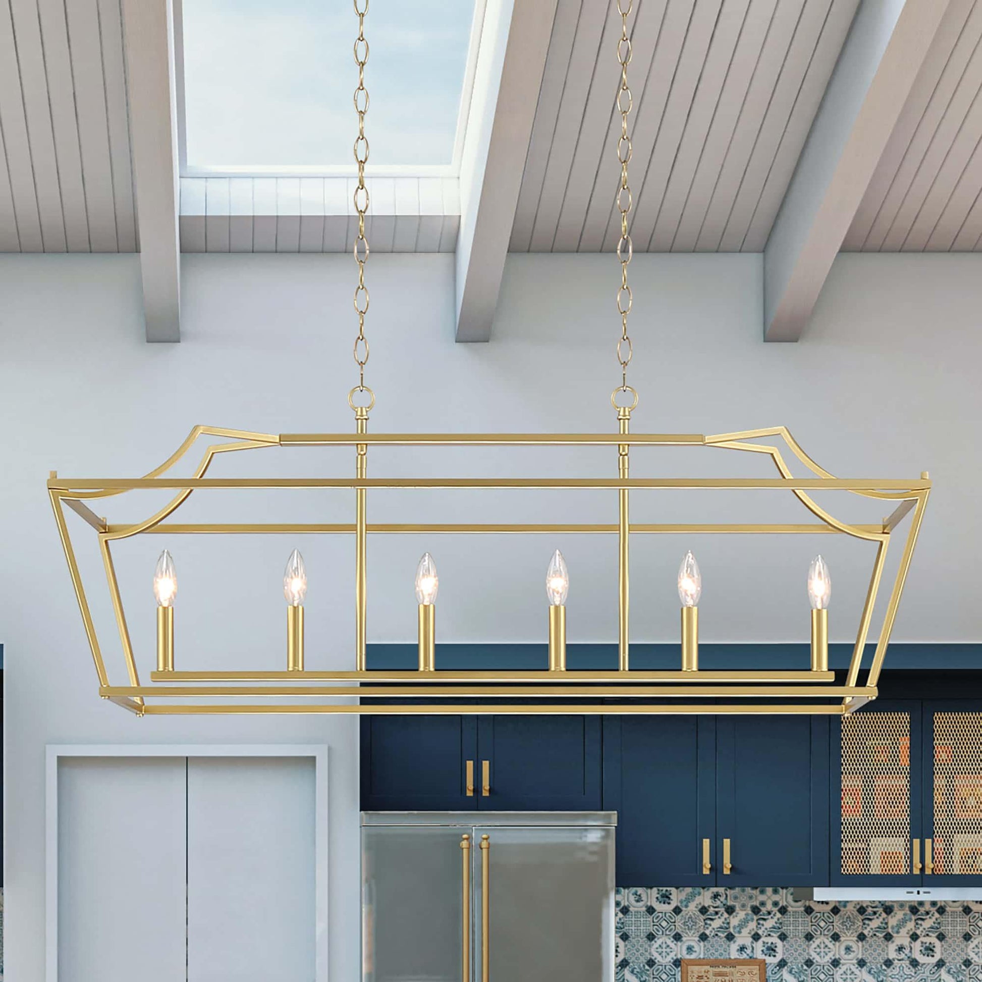 6 light linear rectangle chandelier (28) by ACROMA