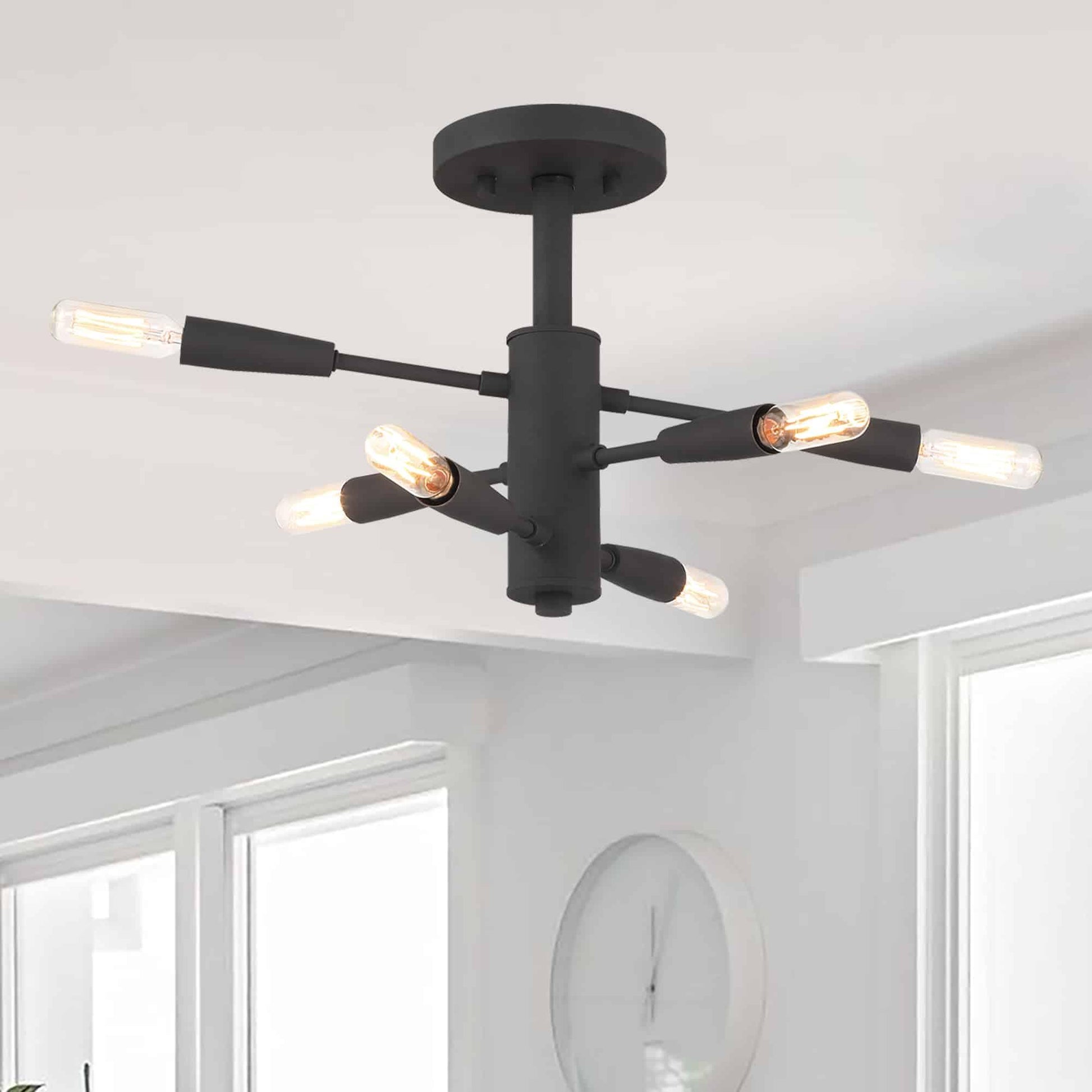 6-Light Classic Matte Black Semi Flush Mount (4) by ACROMA