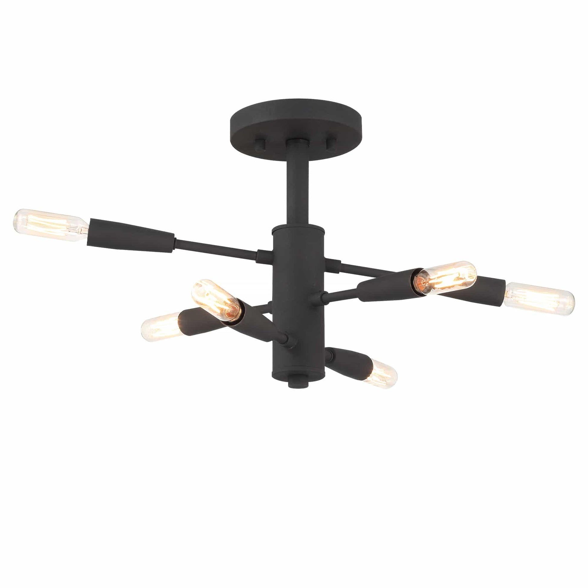 6-Light Classic Matte Black Semi Flush Mount (3) by ACROMA