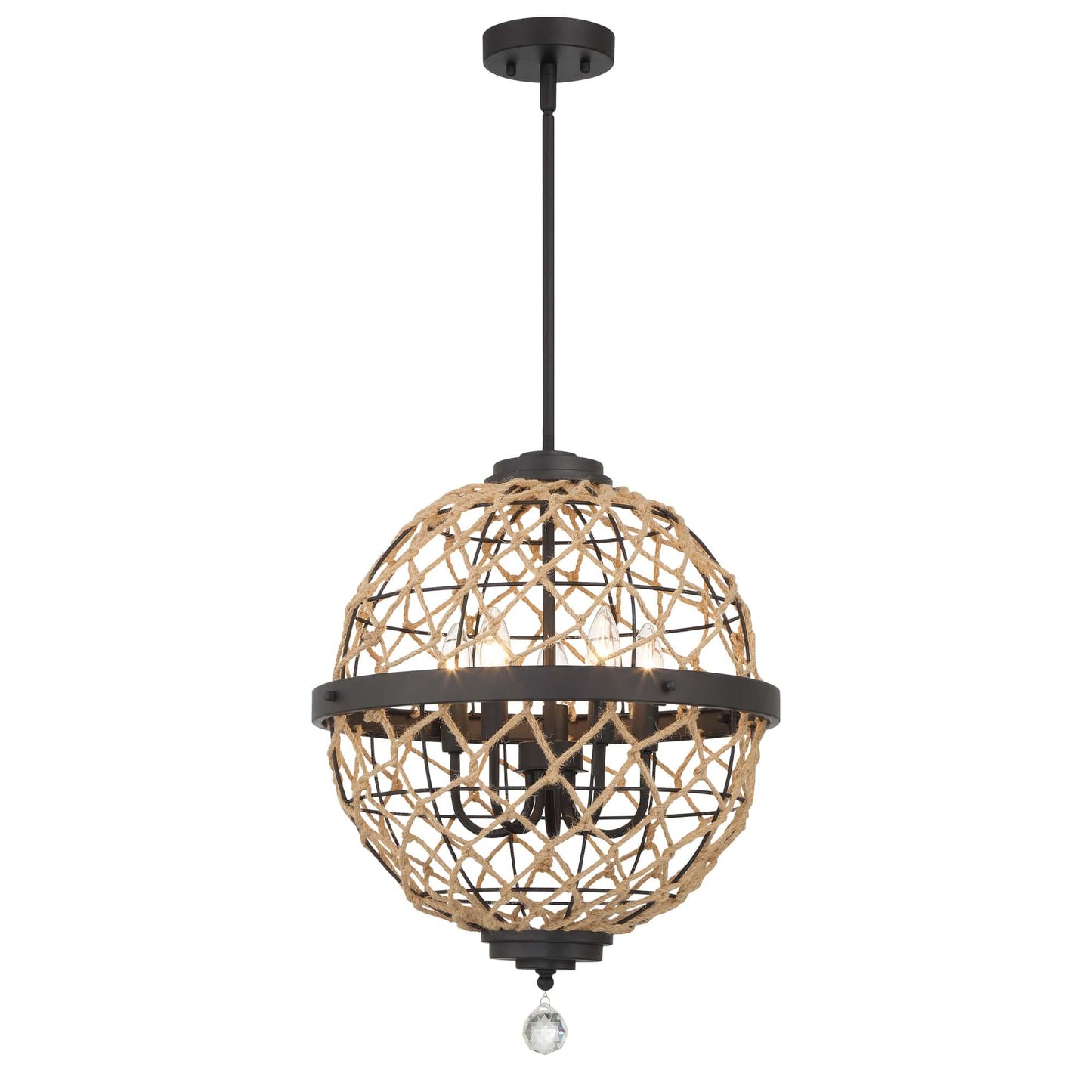 5 light sphere globe chandelier with rope accents (3) by ACROMA