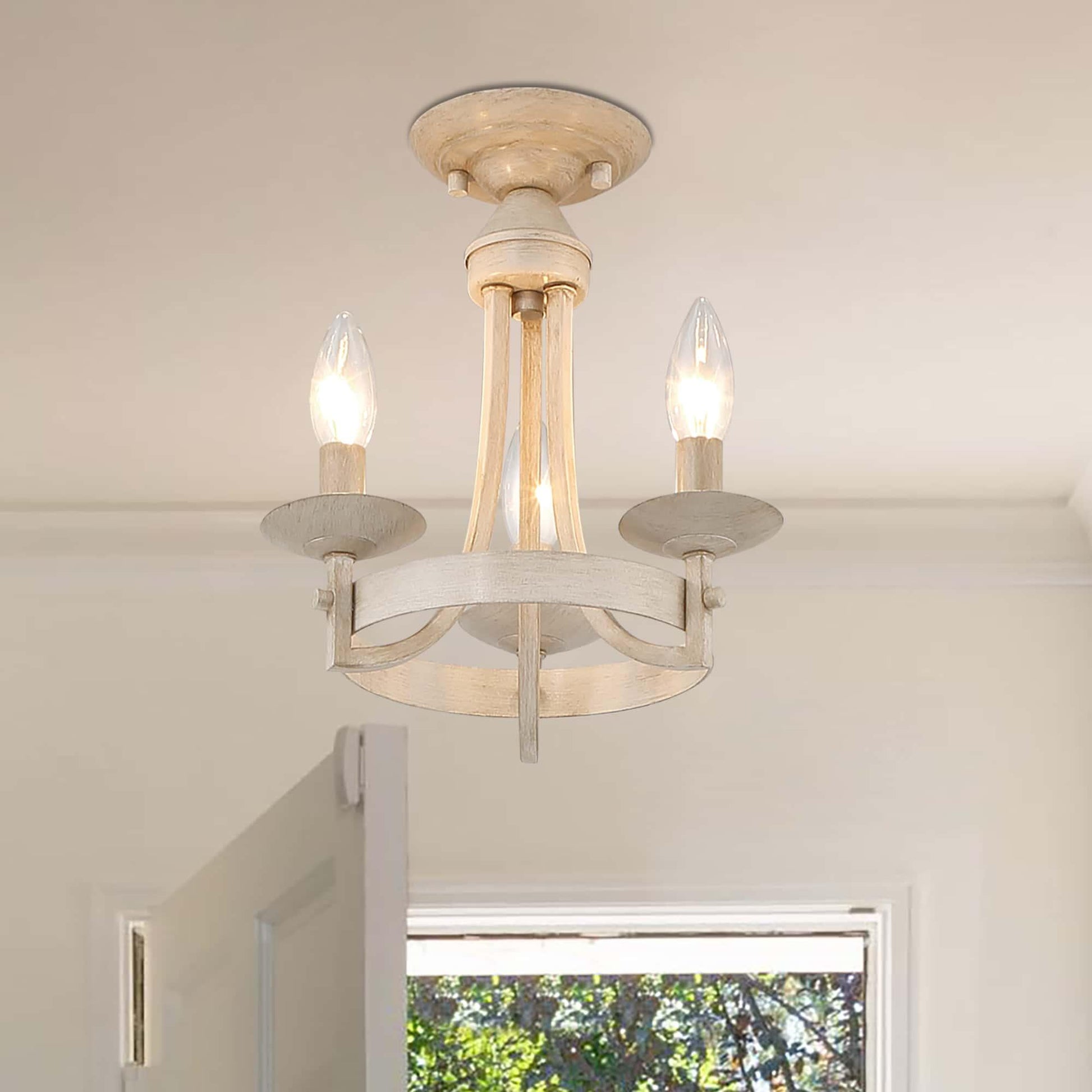 3 light candle semi flush mount (2) by ACROMA